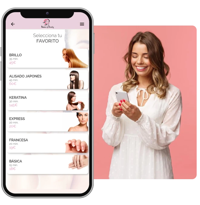 Vista móvil para pedir cita