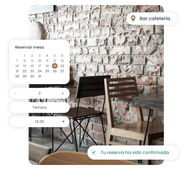reservas de mesa bar/cafetería