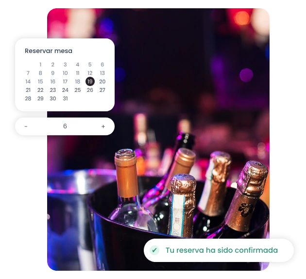 reservas de mesa bar/cafetería