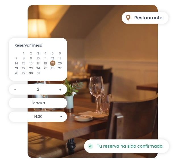 reservas de mesa bar/cafetería